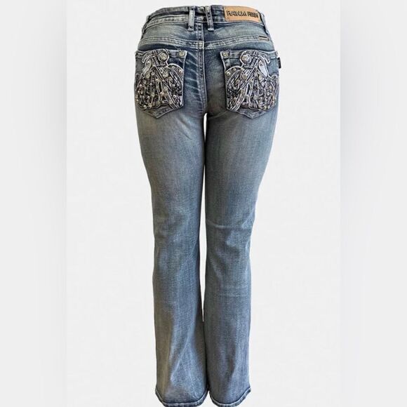 NEW Platinum Plush Let’s Ride Motorcycle Rhinestone Jeans - Picture 1 of 3